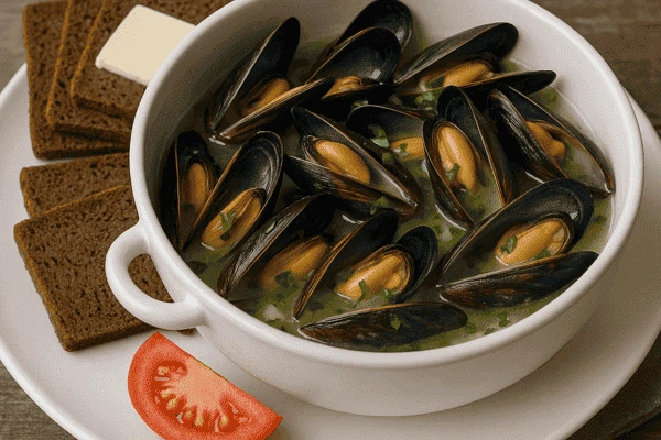 Muscheln mit Schwarzbrot